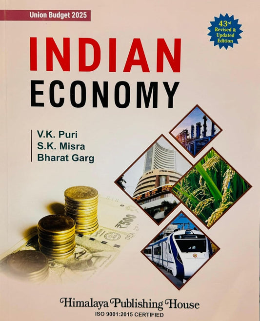 Indian Economy 43rd Edition by V.K. Puri, S.K. Misra, and Bharat Garg covers Union Budget 2025 updates; order now from vaacho.com.