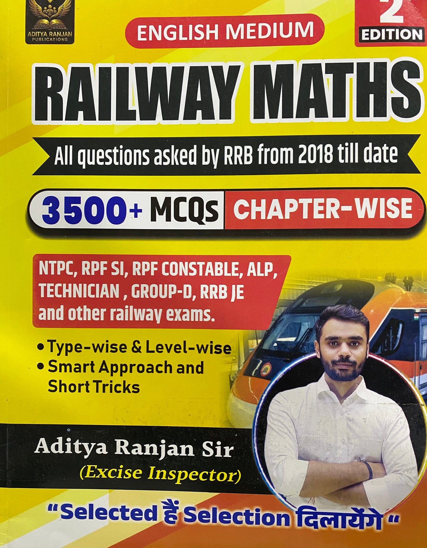 The cover of "Railway Maths" by Aditya Ranjan Sir (English Medium), highlighting 3500+ Chapter Wise MCQs and exams like ALP, NTPC, and Group D.