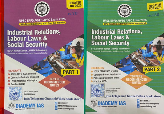 DIADEMY IAS UPSC EPFO AO/EO APFC 2025 Exam Industrial Relations, Labour Laws & Social Security Xerox Printed Material[English Medium]