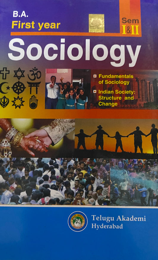 Book cover of Sociology textbook for B.A. First year, Telugu Akademi Hyderabad