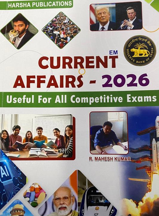 Harsha Current Affairs 2026 Useful for all Competitive Exams By R Mahesh Kumar (English Medium)