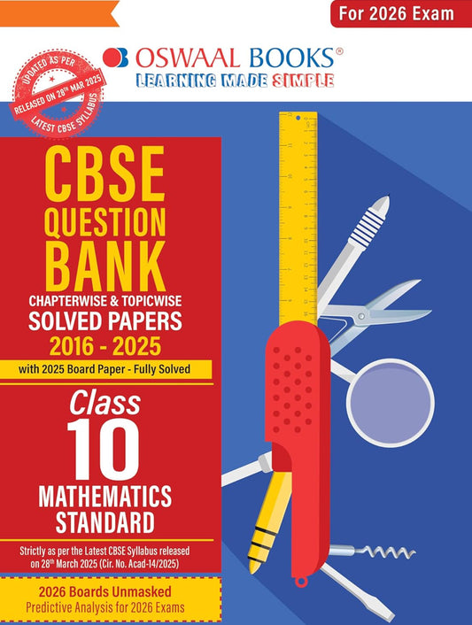 Oswaal CBSE Question Bank Class 10 Mathematics Standard Chapterwise and Topicwise Solved Papers (English Medium)