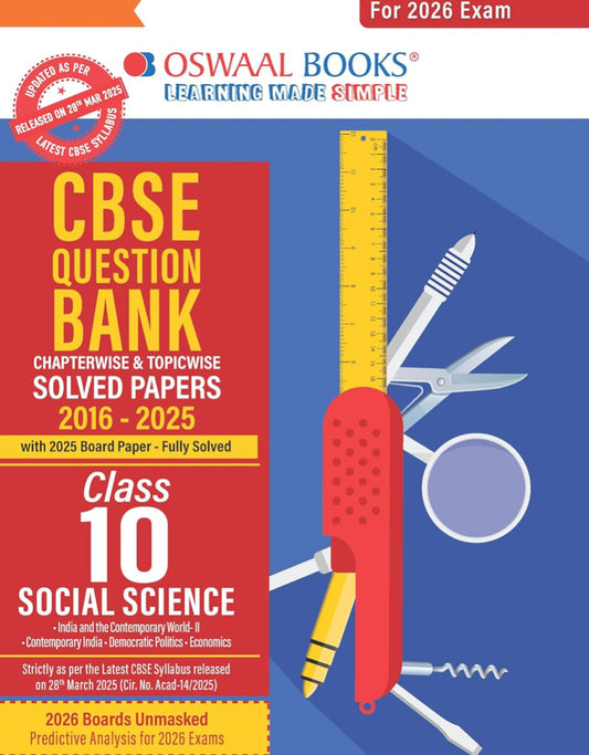 Oswaal CBSE Question Bank Class 10 Social Science Chapterwise and Topicwise Solved Papers (English Medium)