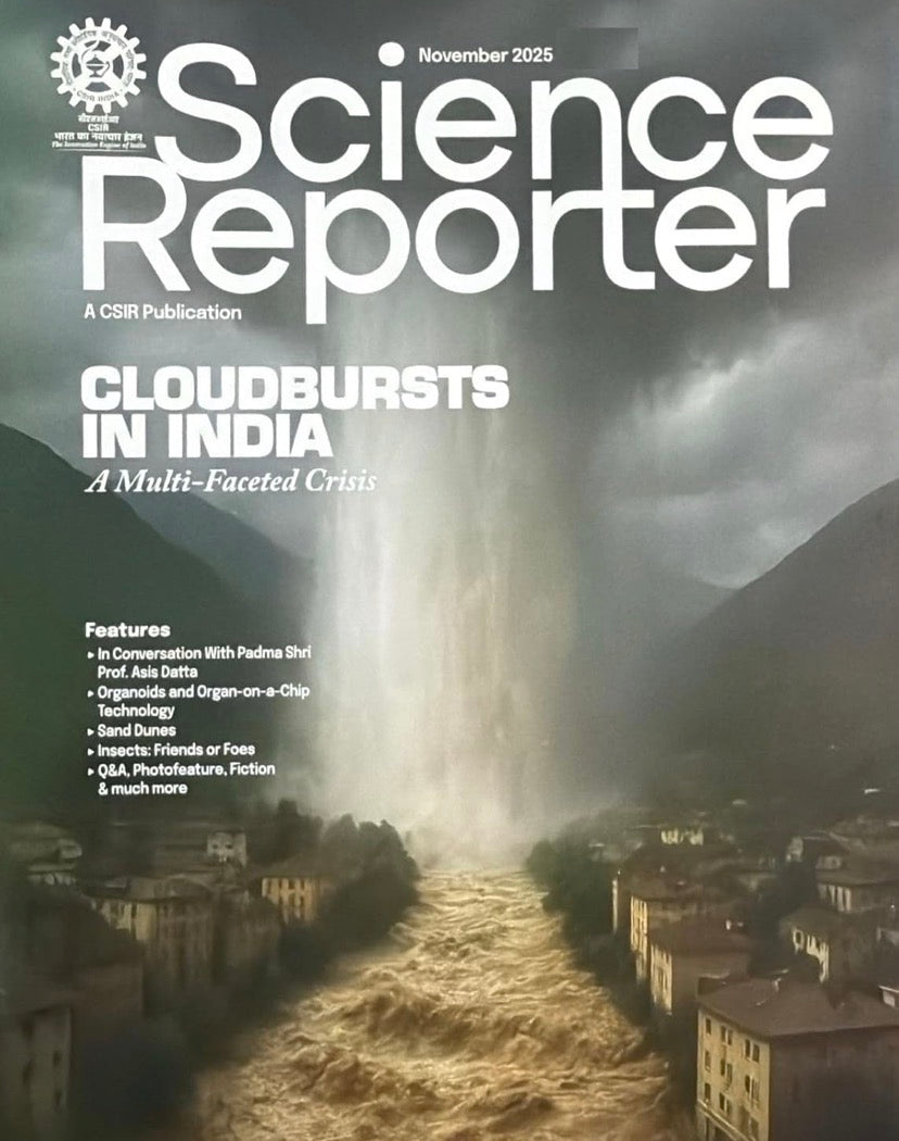 The cover of "Science Reporter November 2025 Monthly Edition" in English Medium, featuring the latest scientific themes and published by CSIR-NIScPR.