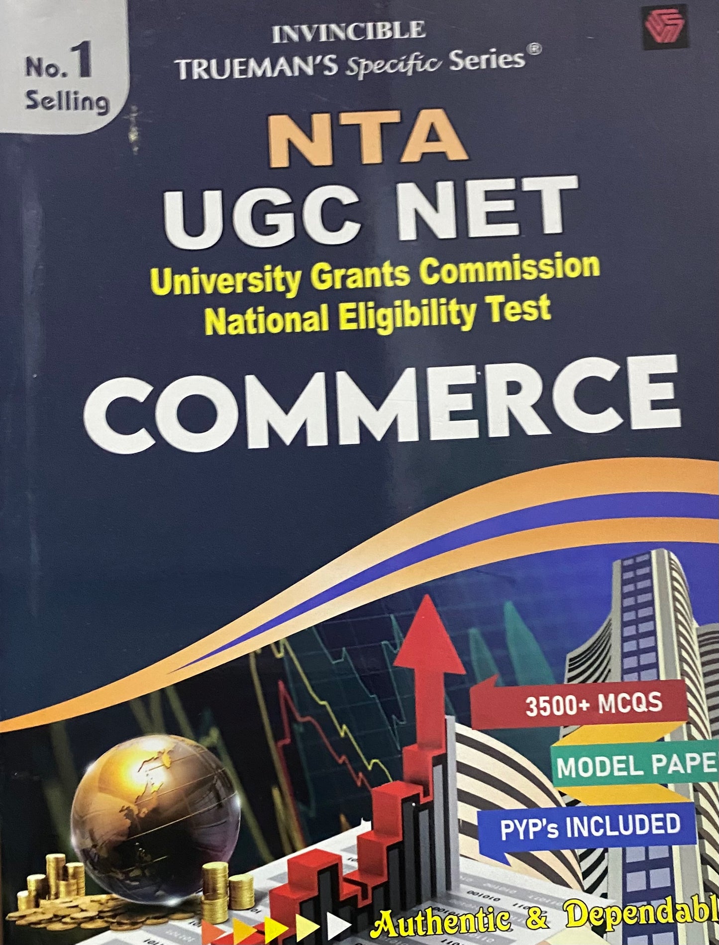 Cover of Trueman’s NTA UGC NET Commerce book featuring 3500+ MCQs, model papers, and previous years’ papers for NET and JRF aspirants.
