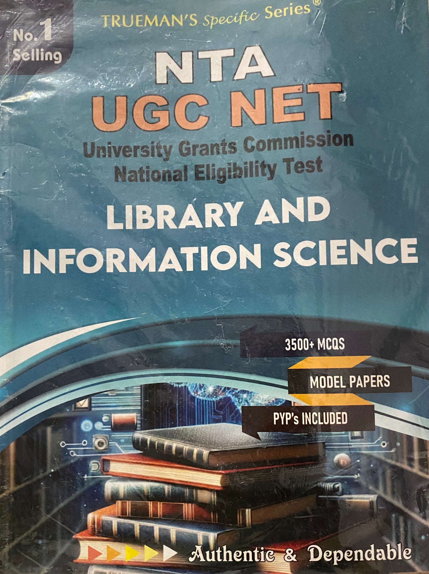 Cover of Trueman’s NTA UGC NET Library and Information Science book featuring 3500+ MCQs, model papers, and previous years’ papers.