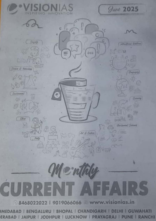 Vision IAS Current Affairs June 2025 PHOTOCOPY Black & White[English Medium] Xerox Photcopy Printed Material